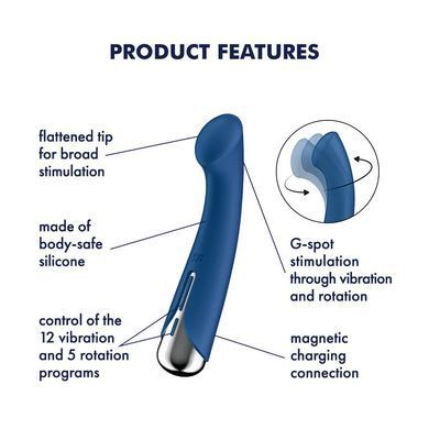 Вібратор з ротацією Satisfyer Spinning G-Spot 1 Blue, плоский майданчик для стимуляції точки G SX0556 фото
