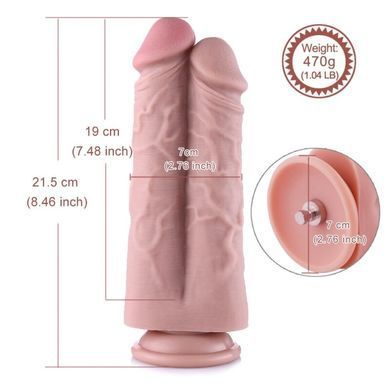 Двойной дилдо для секс-машин Hismith 8.5&rdquo; Two Cocks One Hole Silicone Dildo SO6206 фото