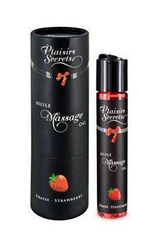 Массажное масло Plaisirs Secrets Strawberry (59 мл) с афродизиаками, съедобное, подарочная упаковка SO1842 фото