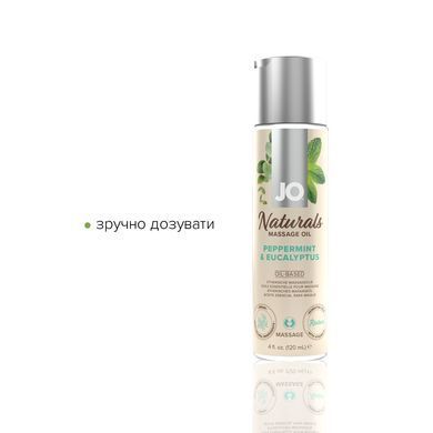 Масажна олія JO Naturals Massage Oil Peppermint & Eucalyptus з ефірними оліями (120 мл) SO6166 фото